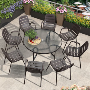 Table et chaises de jardin en rotin en polyester 3 pièces