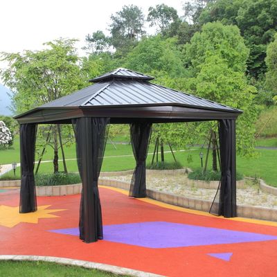 Gazebo en fer revêtu en PVC, gazebo quad-pop-up avec cadre en acier