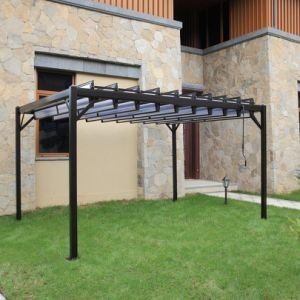 Gazebo de jardin en fer plat à l'extérieur avec toit métallique en PVC
