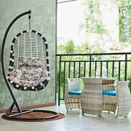 Balcon Petite chaise de table Combinaison de style simple avec couleur rouge rotin optionnelle