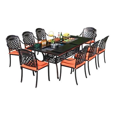 Table et chaises de barbecue en aluminium en extérieur (pour 2 à 10 personnes)