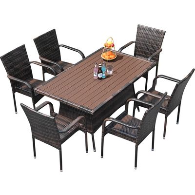 Ensemble de meubles d'extérieur en rotin, imperméable, résistant aux UV, avec table et chaises en osier pour jardin, terrasse, cour et locations de vacances