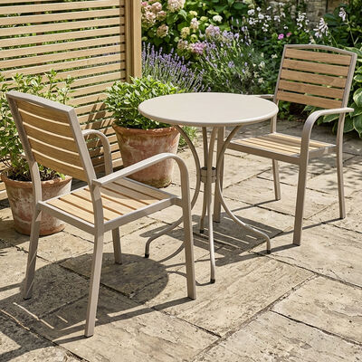 Commercial Outdoor Bistro Set avec des dalles en WPC et un cadre en alliage d'aluminium enduit de poudre pour les patios des hôtels et des centres de villégiature