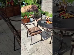 Ensemble de meubles d'extérieur en aluminium coulé de qualité supérieure - Chaises et tables de patio durables et résistantes aux intempéries pour Ga