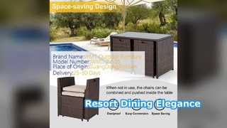 Ensemble de salle à manger en plein air Table en verre de l'hôtel Resort