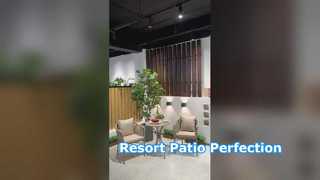 Ensemble de bistro commercial en corde d'extérieur avec table ronde pour hôtel et complexe hôtelier